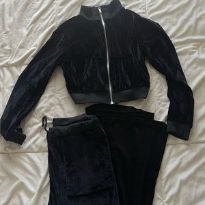 SHEIN black velour sweat suit